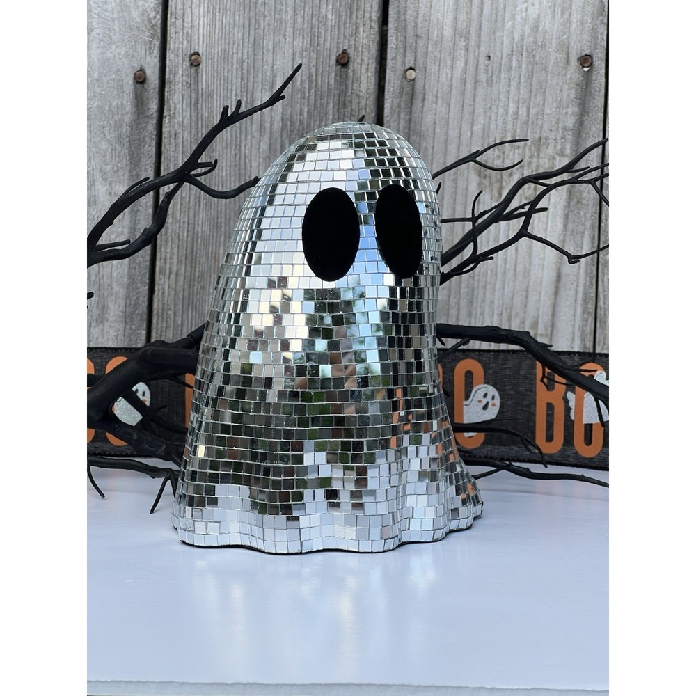 Halloween Disco Mirror Ghoul GHOST Cute Decor Silver 7 in New